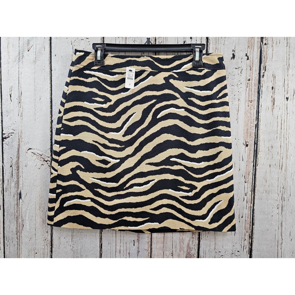 Talbots Women's 8 Zebra Print Black Tan A-Line Straight Pencil‎ Skirt NEW NWT